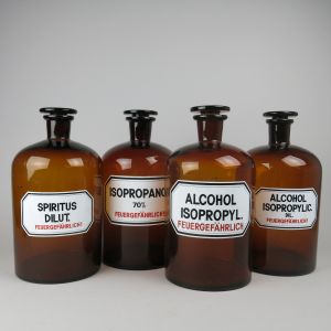 Large brown apothecary / chemist jars x 4