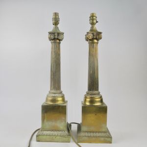 Brass Corinthian table lamps